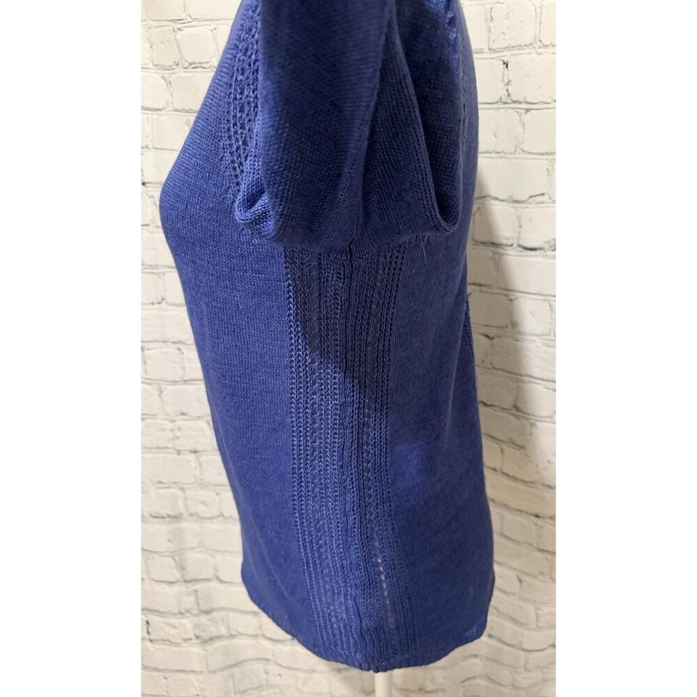 NWT Talbots Women's Blue Knitted Pullover Linen Sweater Size Small Petite - Picture 3 of 6